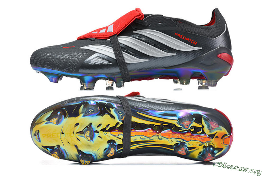Adidas Predator 26 Elite Fold-Over Tongue FG Football Boots - Black/Crimson Red/Metallic Silver 1
