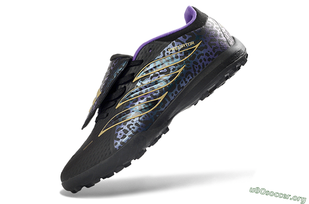 Adidas Predator 26 Elite Fold-Over Tongue TF Football Shoes - Black/Royal Purple/Gold 5