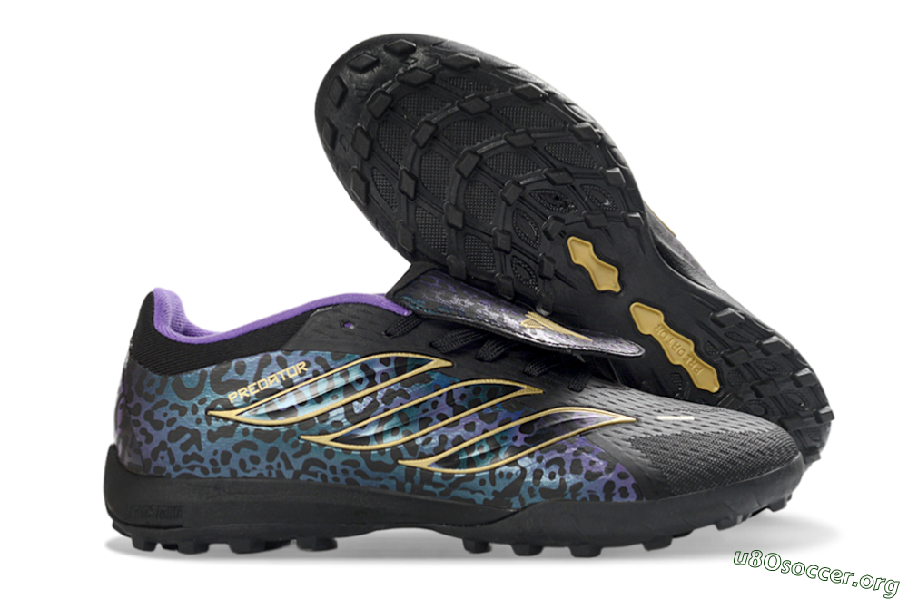 Adidas Predator 26 Elite Fold-Over Tongue TF Football Shoes - Black/Royal Purple/Gold 2