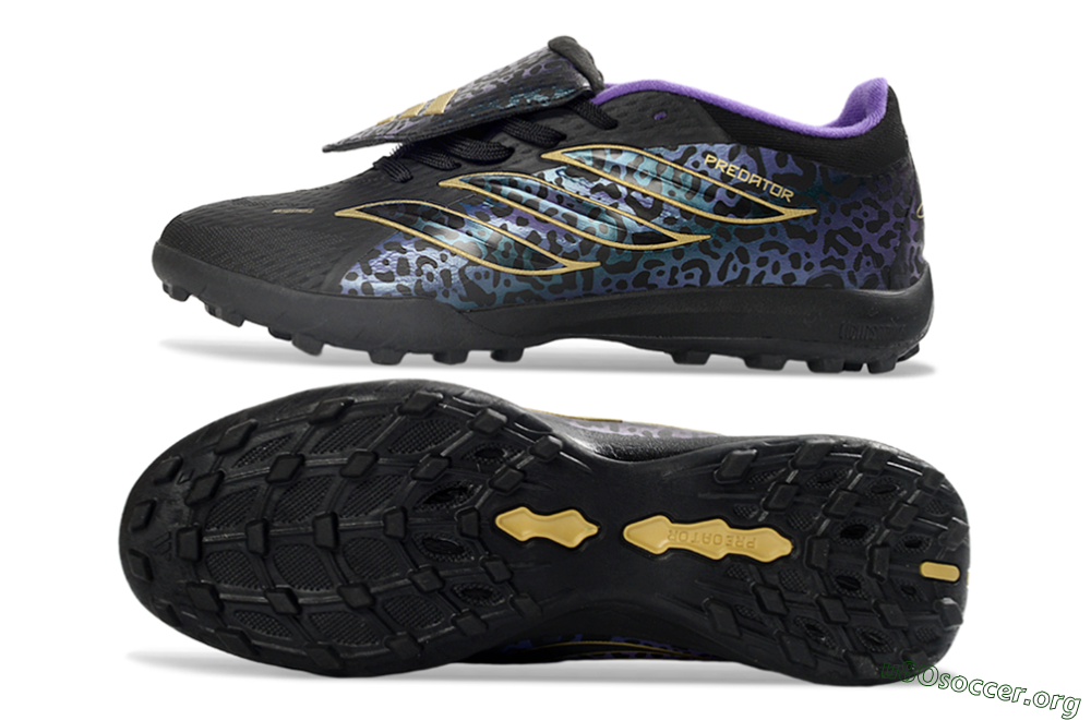 Adidas Predator 26 Elite Fold-Over Tongue TF Football Shoes - Black/Royal Purple/Gold 1