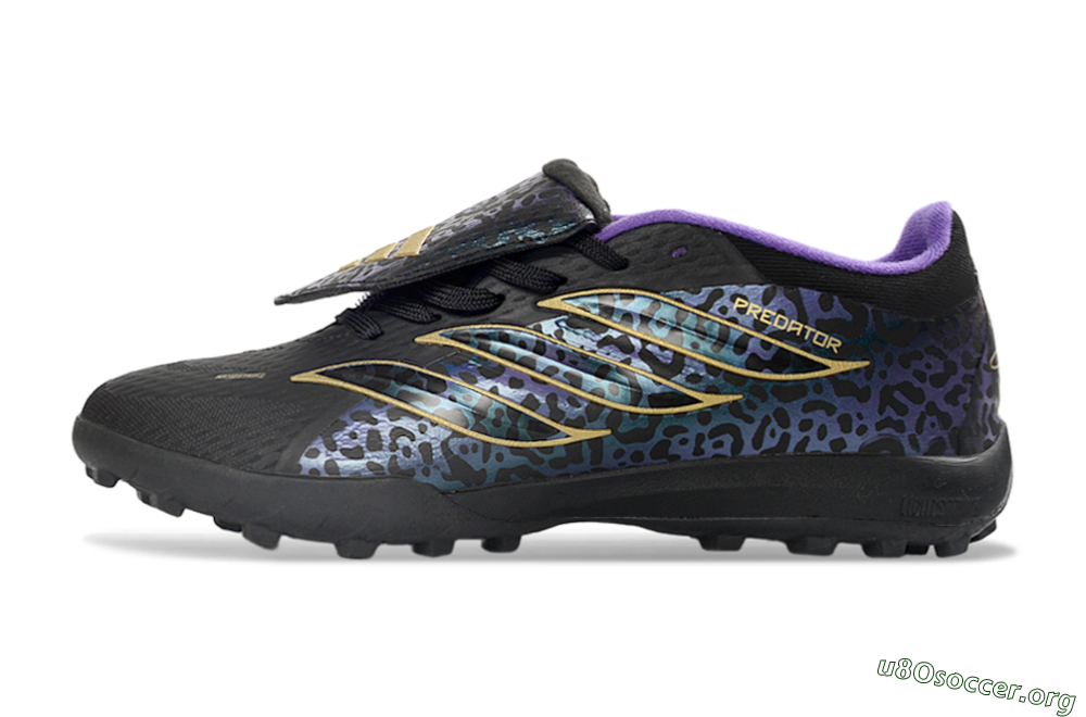 Adidas Predator 26 Elite Fold-Over Tongue TF Football Shoes - Black/Royal Purple/Gold 3