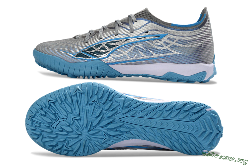 Puma Ultra Ultimate TF Football Shoes - Gray/Sky Blue/Silver 1