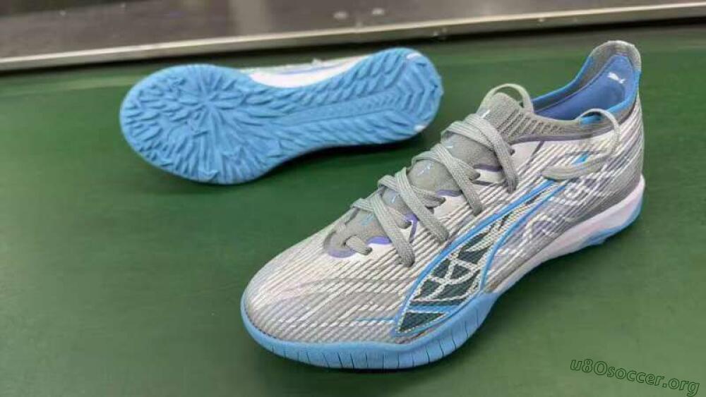 Puma Ultra Ultimate TF Football Shoes - Gray/Sky Blue/Silver