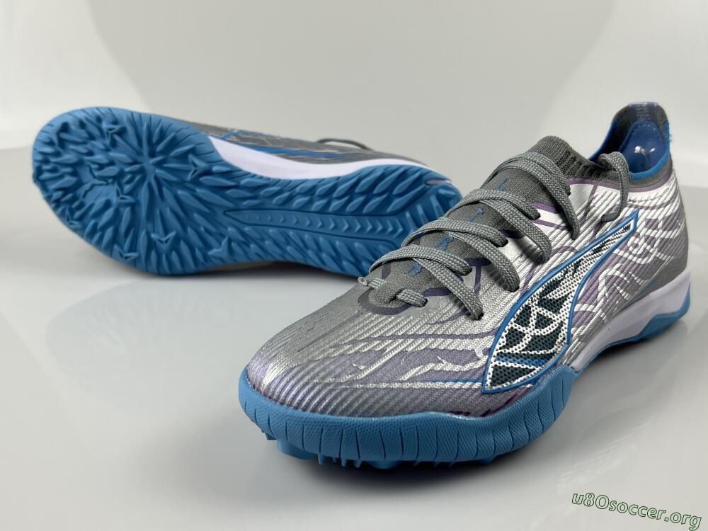 Puma Ultra Ultimate TF Football Shoes - Gray/Sky Blue/Silver