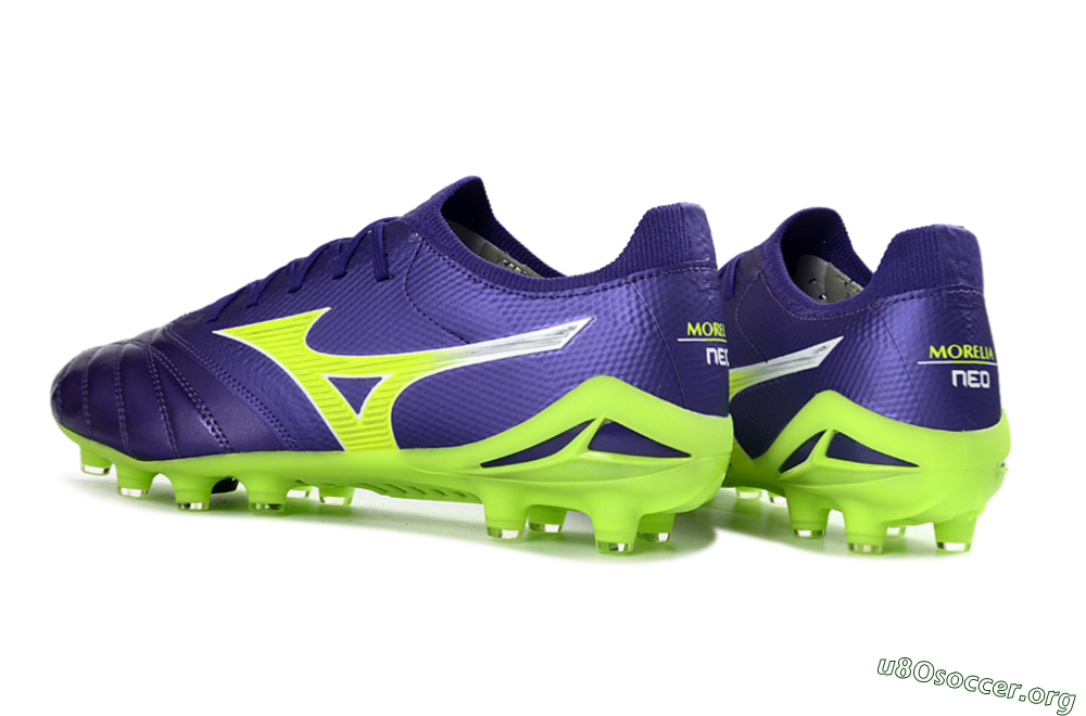 Mizuno Morelia Neo 4 FG Football Boots - Purple/Vibrant Green/Deep Violet 4