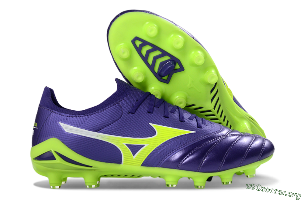 Mizuno Morelia Neo 4 FG Football Boots - Purple/Vibrant Green/Deep Violet 2
