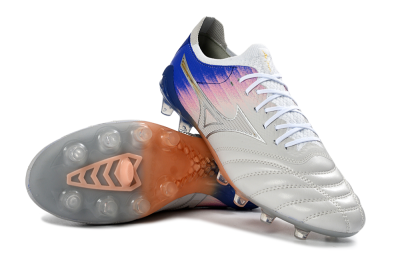 Mizuno Morelia Neo 4 FG Football Boots - Silver/Blue Wave/Pink Gradient