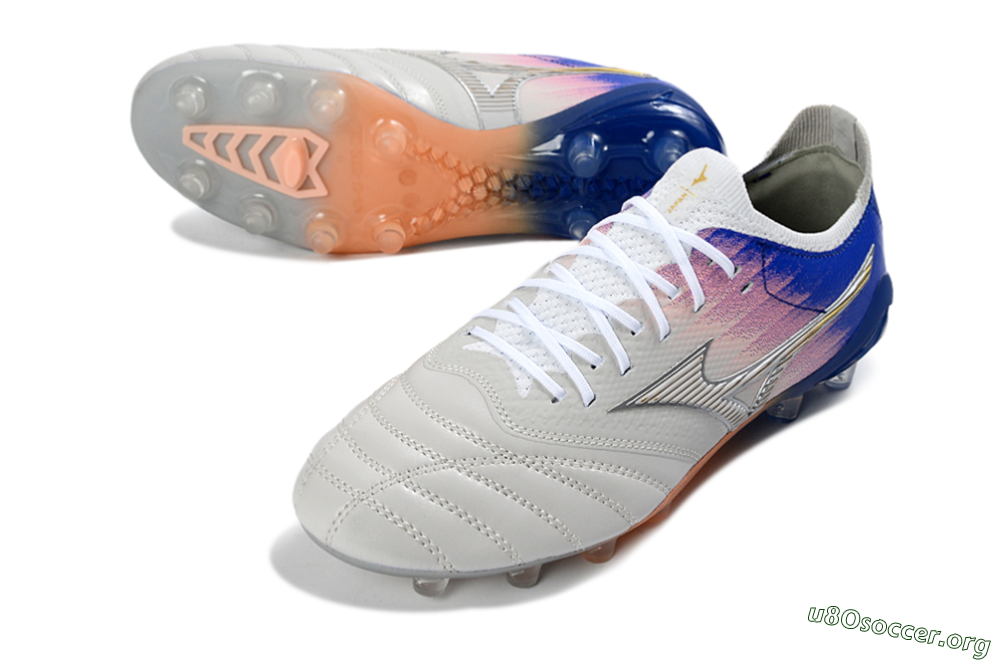 Mizuno Morelia Neo 4 FG Football Boots - Silver/Blue Wave/Pink Gradient 0