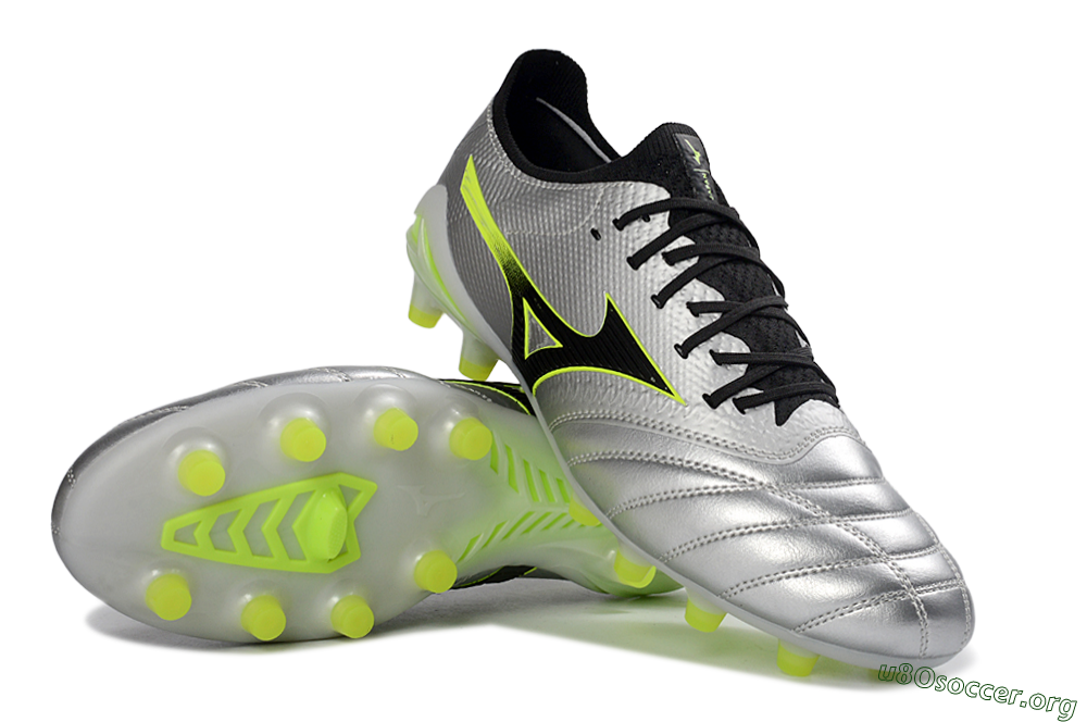 Mizuno Morelia Neo 4 FG Football Boots - Silver/Neon Yellow/Black 1