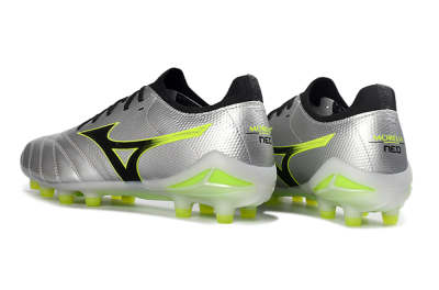 Mizuno Morelia Neo 4 FG Football Boots - Silver/Neon Yellow/Black