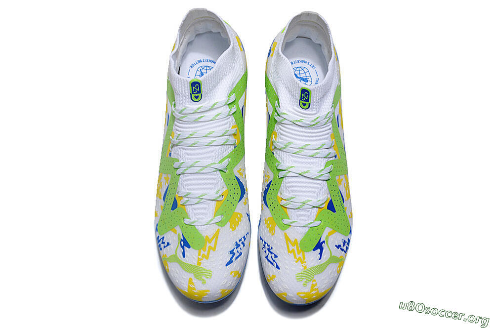 Puma Future 8 Ultimate MG Football Boots - White/Neon Green/Blue 4