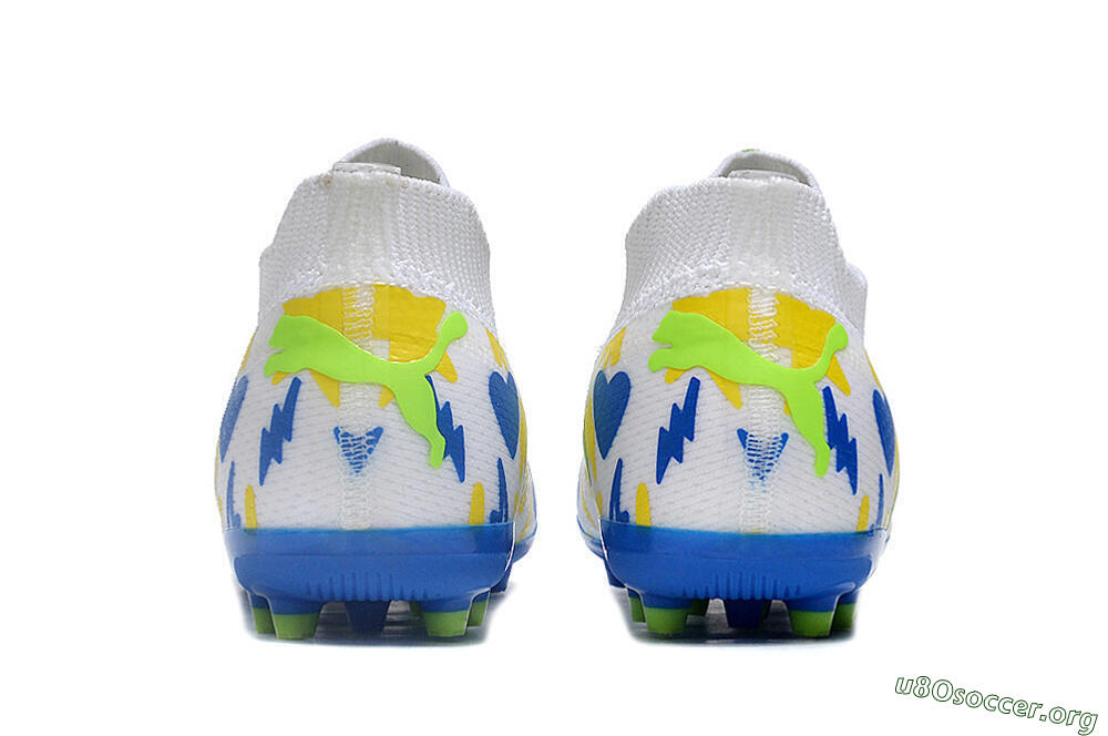 Puma Future 8 Ultimate MG Football Boots - White/Neon Green/Blue 5
