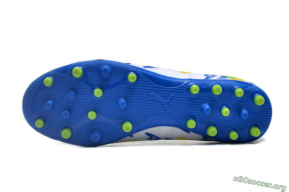 Puma Future 8 Ultimate MG Football Boots - White/Neon Green/Blue 6