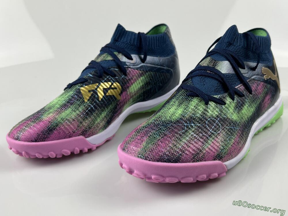 Puma Future 8 Ultimate TF Football Shoes - Green/Pink Blast/Deep Blue