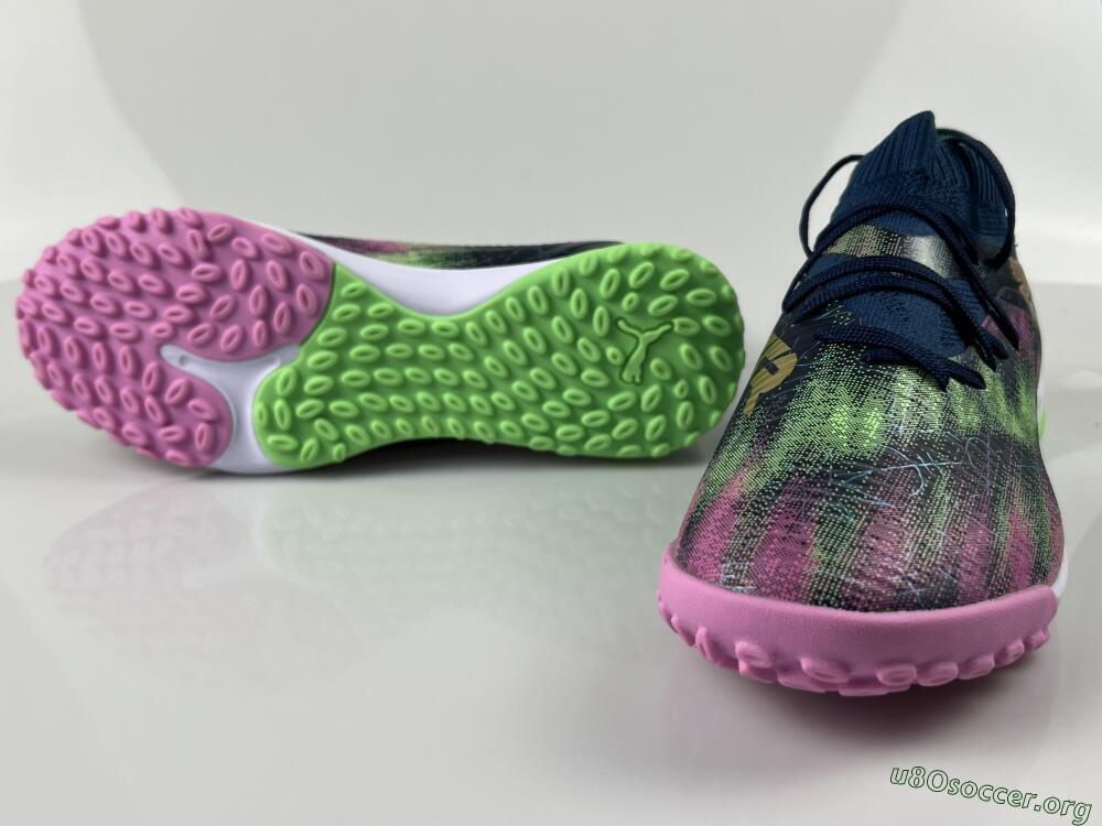 Puma Future 8 Ultimate TF Football Shoes - Green/Pink Blast/Deep Blue