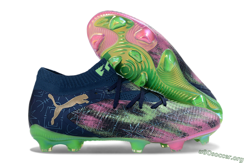Puma Future 8 Ultimate FG Football Boots - Navy/Electric Green/Fuchsia Pink 2