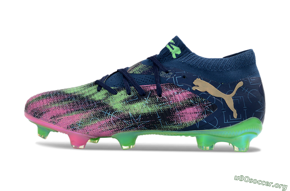 Puma Future 8 Ultimate FG Football Boots - Navy/Electric Green/Fuchsia Pink 3