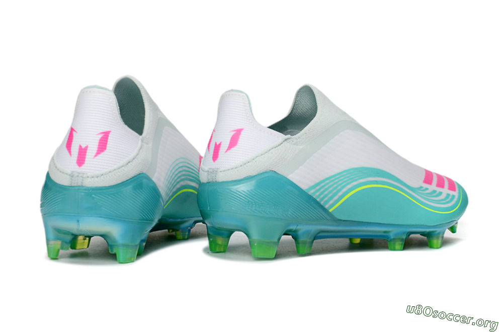 Messi x Adidas F50 Elite Laceless FG Football Boots - Aqua/Bright Pink/Lime Green 6