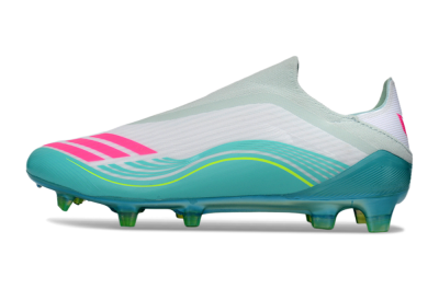 Messi x Adidas F50 Elite Laceless FG Football Boots - Aqua/Bright Pink/Lime Green