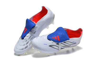 Adidas Predator 26 Elite Fold-Over Tongue FG Football Boots - White/Electric Blue/Silver