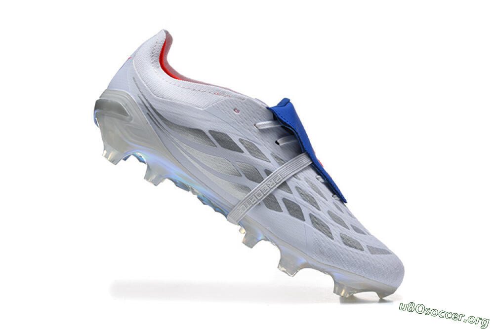 Adidas Predator 26 Elite Fold-Over Tongue FG Football Boots - White/Electric Blue/Silver 7