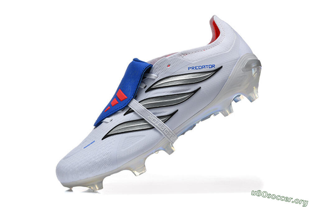 Adidas Predator 26 Elite Fold-Over Tongue FG Football Boots - White/Electric Blue/Silver 8
