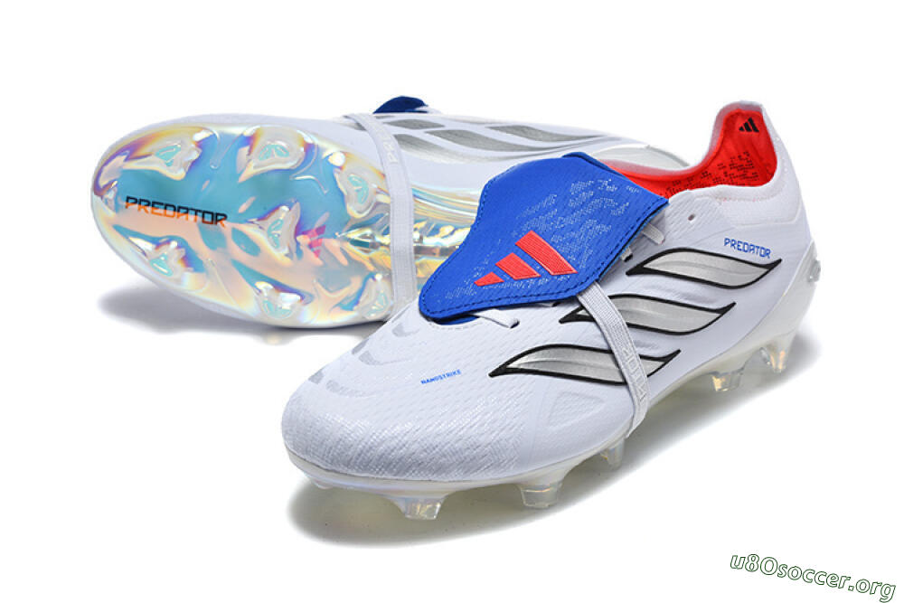 Adidas Predator 26 Elite Fold-Over Tongue FG Football Boots - White/Electric Blue/Silver 0