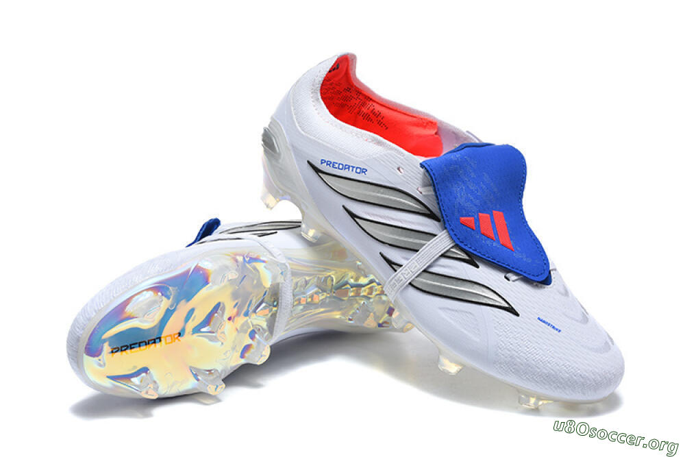 Adidas Predator 26 Elite Fold-Over Tongue FG Football Boots - White/Electric Blue/Silver 4