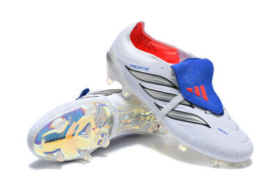 Adidas Predator 26 Elite Fold-Over Tongue FG Football Boots - White/Electric Blue/Silver