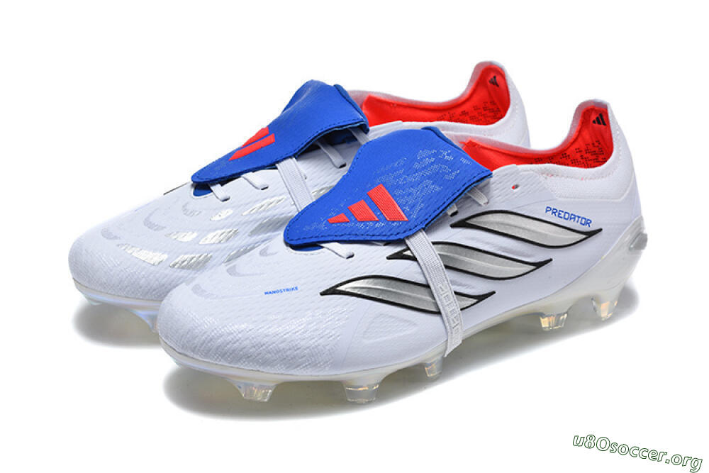 Adidas Predator 26 Elite Fold-Over Tongue FG Football Boots - White/Electric Blue/Silver 5