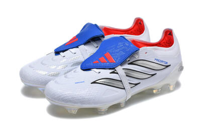 Adidas Predator 26 Elite Fold-Over Tongue FG Football Boots - White/Electric Blue/Silver