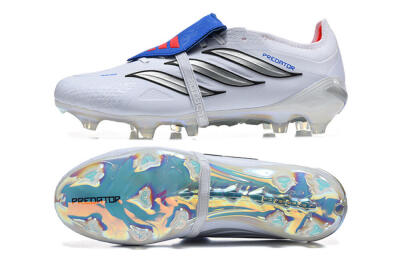Adidas Predator 26 Elite Fold-Over Tongue FG Football Boots - White/Electric Blue/Silver