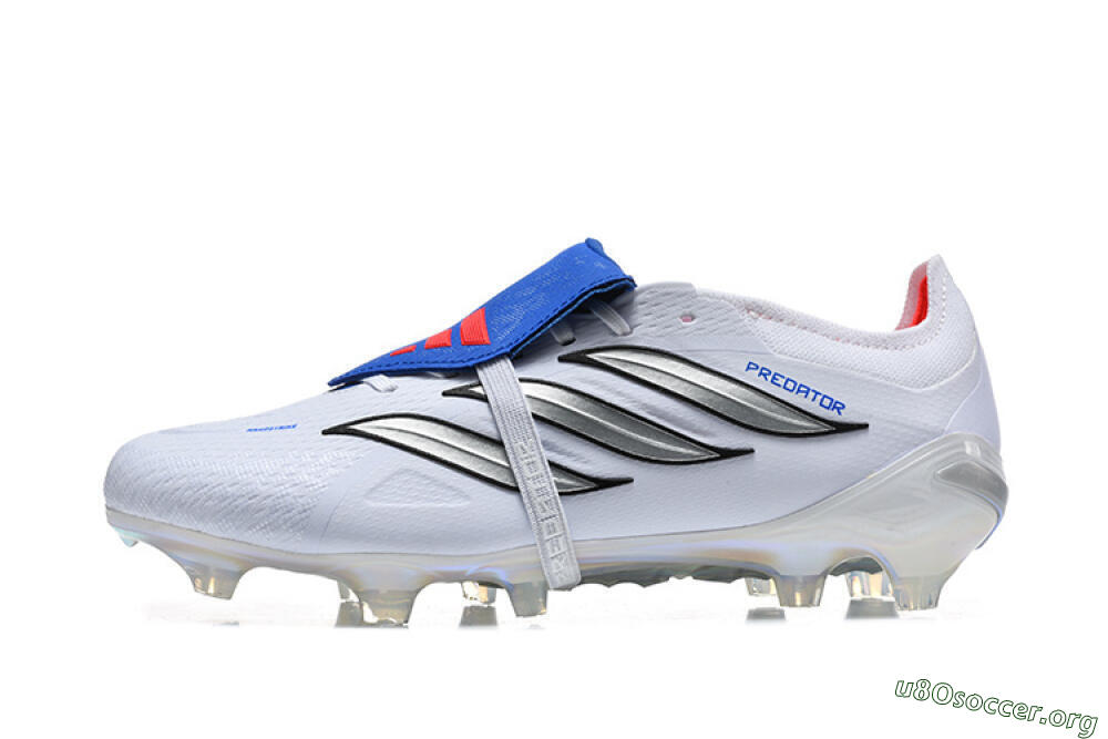 Adidas Predator 26 Elite Fold-Over Tongue FG Football Boots - White/Electric Blue/Silver 3