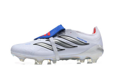 Adidas Predator 26 Elite Fold-Over Tongue FG Football Boots - White/Electric Blue/Silver