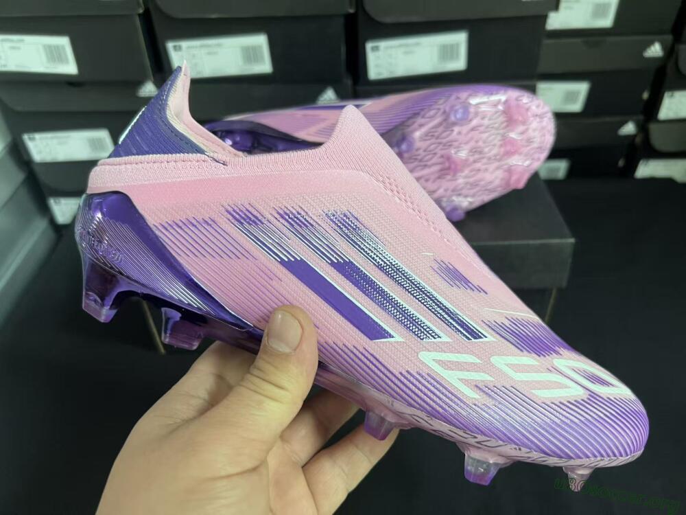 Adidas F50 Elite Laceless FG Football Boots - Pink/Lavender Mist/Deep Purple