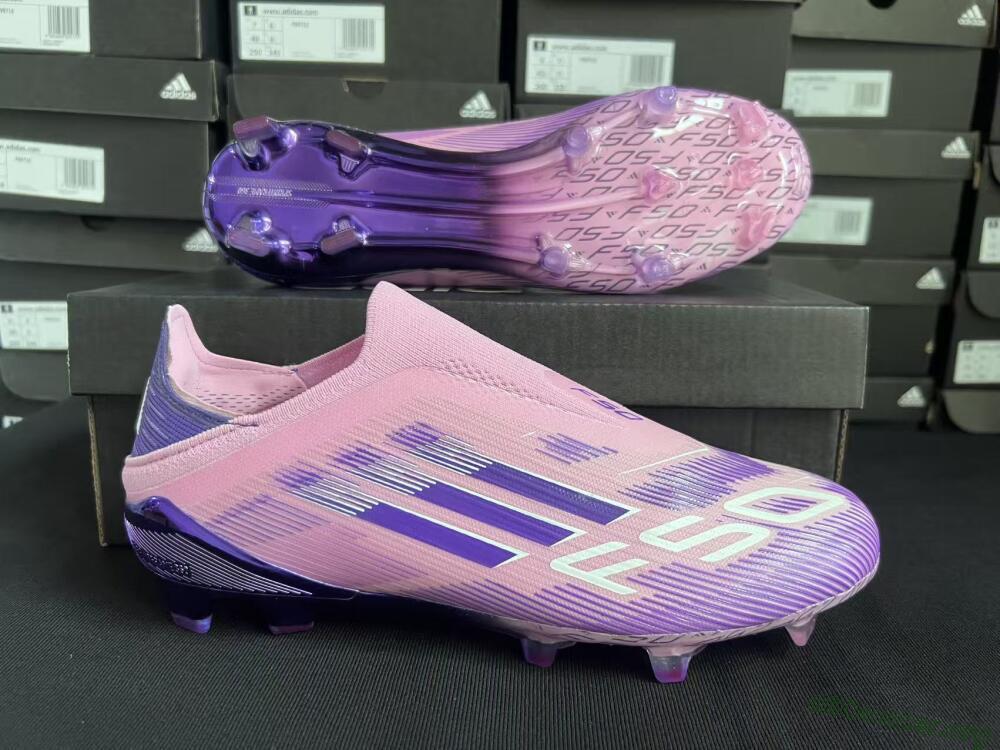 Adidas F50 Elite Laceless FG Football Boots - Pink/Lavender Mist/Deep Purple
