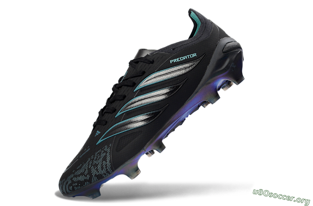 Adidas Predator 26 Elite FG Football Boots - Black/Iridescent Blue/Dark Grey 5
