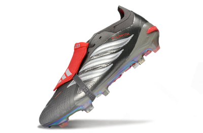 Adidas Predator 26 Elite Fold-Over Tongue FG Football Boots - Gray/Dynamic Red/Metallic Silver