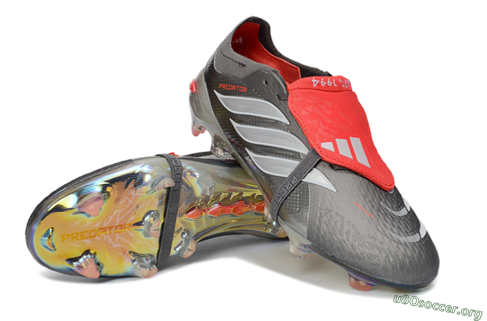 Adidas Predator 26 Elite Fold-Over Tongue FG Football Boots - Gray/Dynamic Red/Metallic Silver 0