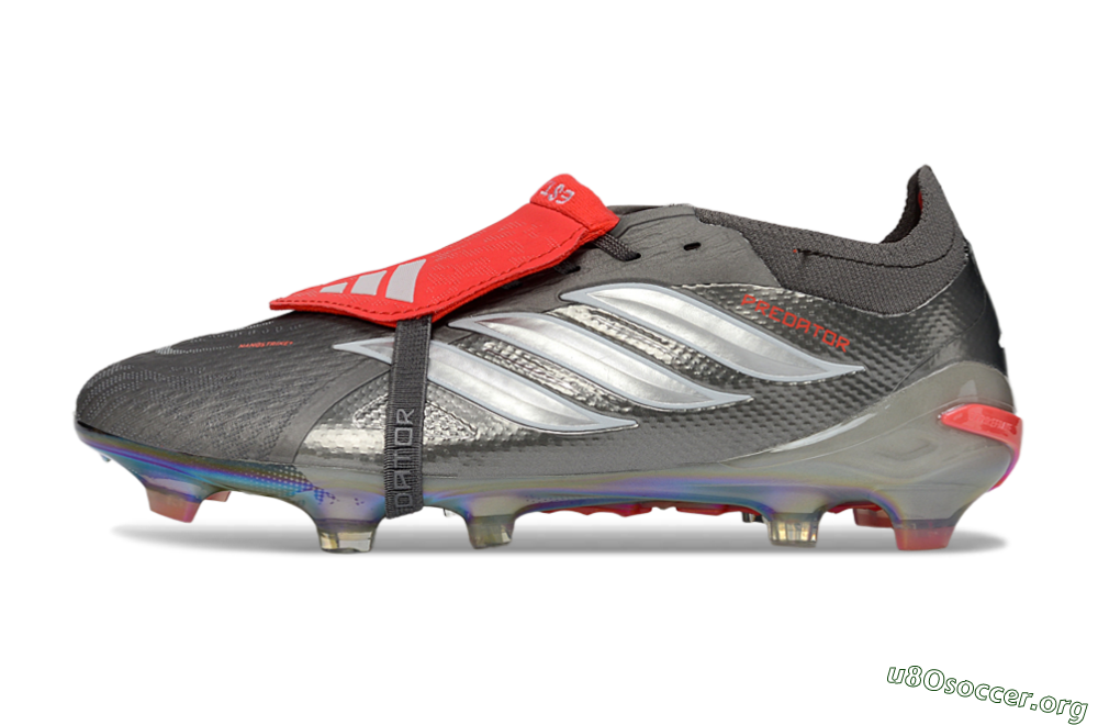 Adidas Predator 26 Elite Fold-Over Tongue FG Football Boots - Gray/Dynamic Red/Metallic Silver 3