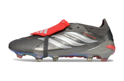 Adidas Predator 26 Elite Fold-Over Tongue FG Football Boots - Gray/Dynamic Red/Metallic Silver