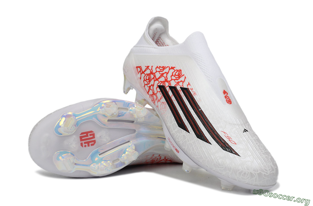 Adidas F50 Elite Lightstrike Pro Laceless FG Football Boots - White/Crimson Red/Bright White 0