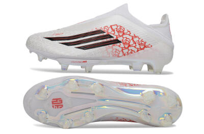 Adidas F50 Elite Lightstrike Pro Laceless FG Football Boots - White/Crimson Red/Bright White