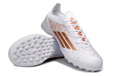 Adidas F50 Pro TF Football Shoes - White/Metallic Gold/Blazing Orange