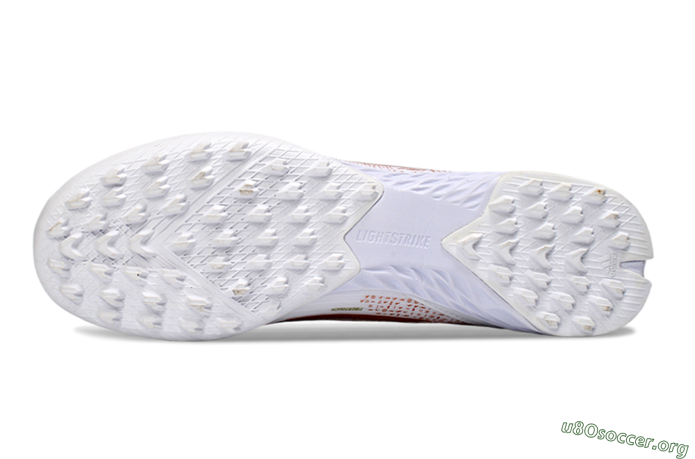 Adidas F50 Pro TF Football Shoes - White/Metallic Gold/Blazing Orange 6