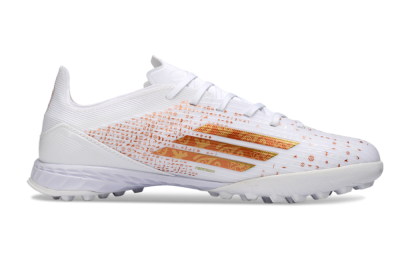 Adidas F50 Pro TF Football Shoes - White/Metallic Gold/Blazing Orange