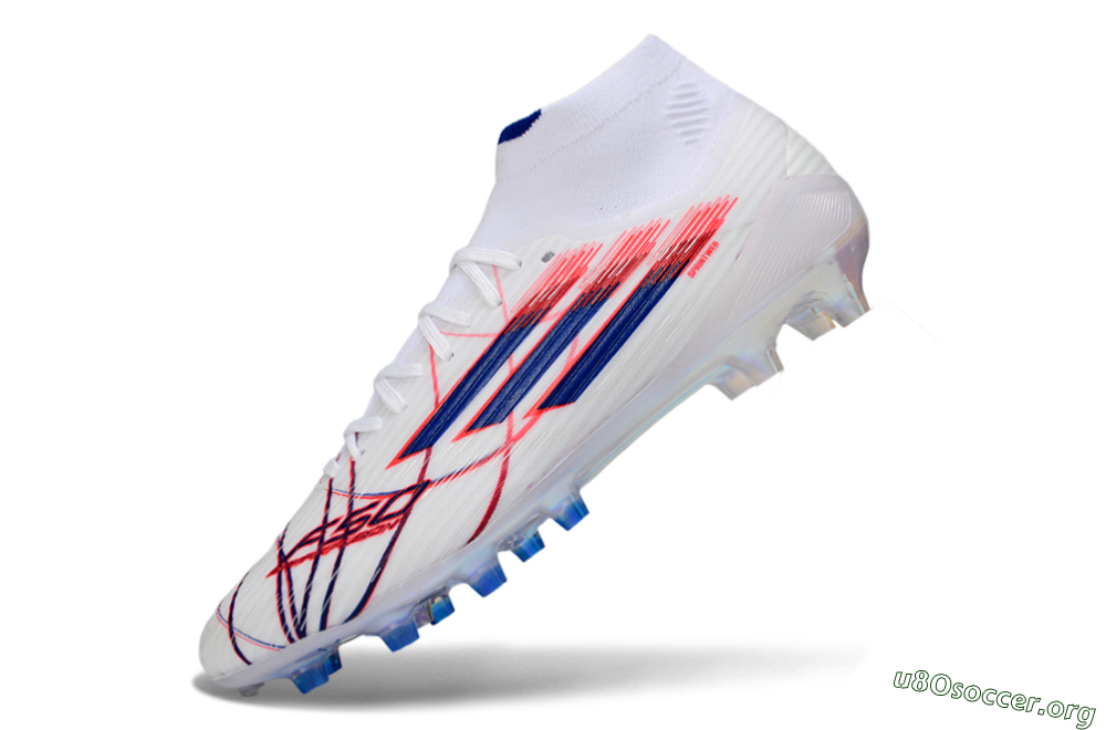 Adidas F50 Elite Mid AG Football Boots - White/Electric Red/Deep Blue 5