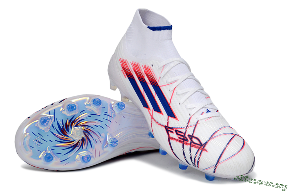Adidas F50 Elite Mid AG Football Boots - White/Electric Red/Deep Blue 0
