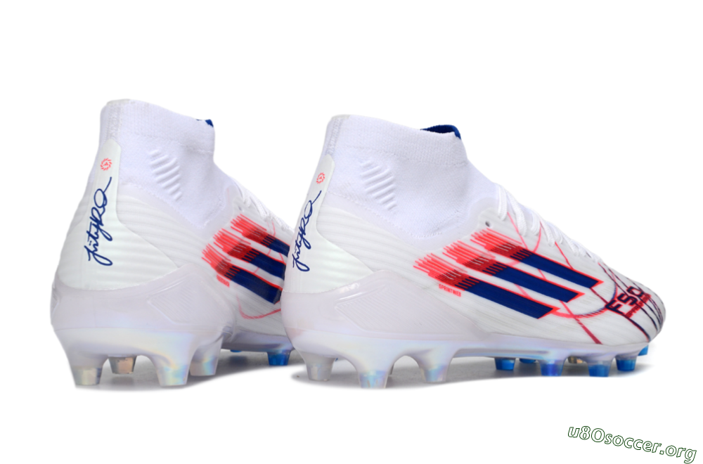 Adidas F50 Elite Mid AG Football Boots - White/Electric Red/Deep Blue 6
