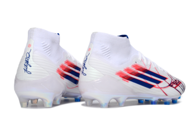 Adidas F50 Elite Mid AG Football Boots - White/Electric Red/Deep Blue